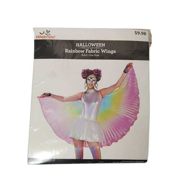 Halloween Rainbow Fabric Wings Adult One Size Colorful Costume Accessory - Picture 1 of 2